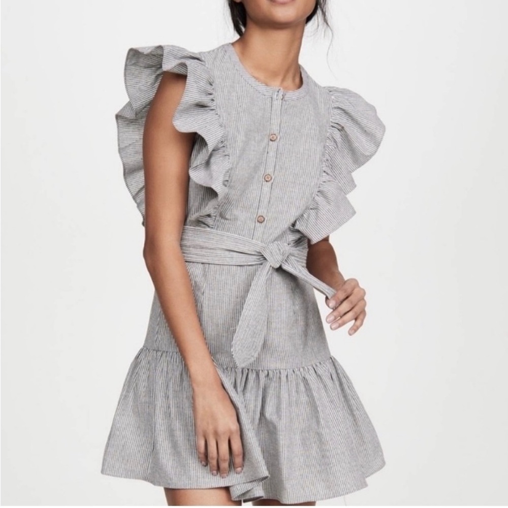 SAYLOR Women's Melody Dress Striped Ruffle Dress with Belt